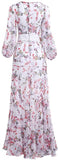 Floral Chiffon Gown with Applique Details