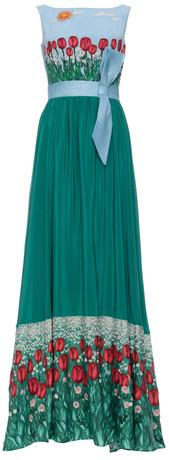 'Zabina' Floral Garden Print Long Dress - DESIGNER INSPIRED FASHIONS