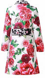 Rose-Embellished Printed Coat