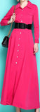 Fuchsia Belted Maxi Shirt Dress