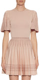 A-Line Pleated Intarsia Knit Mini Dress - Pink - DESIGNER INSPIRED FASHIONS