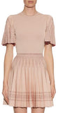 A-Line Pleated Intarsia Knit Mini Dress - Pink - DESIGNER INSPIRED FASHIONS