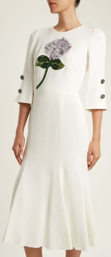 Embellished Flower-Appliqu̩ Cady Dress