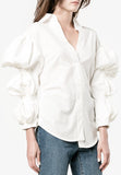Blouse with Cropped Bubble Sleeves