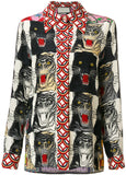 Tiger Face Print Silk Shirt