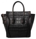 Black Crocodile Luggage Mini Handbag - DESIGNER INSPIRED FASHIONS