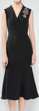 Embellished V-Neck Sheath Dress, Black