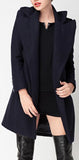Belted Navy Wool Coat - DESIGNER INSPIRED FASHIONS