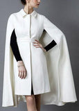 Belted White Cape-Coat - DESIGNER INSPIRED FASHIONS