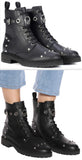 Black Leather Studded Ankle Boots