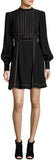 Black Long-Sleeve Belted Mini Dress