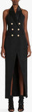 Black Double-Breasted Sleeveless Waistcoat Dress - DESIGNER INSPIRED FASHIONS