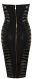 Black Strapless Hook-Eye Button Dress