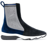Paneled Two-Tone Ankle Boots - Red & Burgundy or Black & Blue