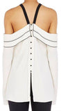 Off-the-shoulder Pussy-Bow Blouse in White - DESIGNER INSPIRED FASHIONS