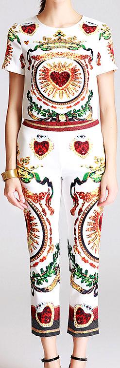 Printed T-Shirt and Cropped Pant Set
