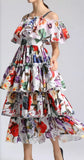 Ruffled Tiered Floral-Print Dress
