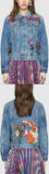 Embroidered Stained Denim Jacket