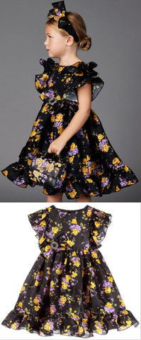 Black Floral Print Dress - DESIGNER INSPIRED FASHIONS