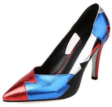 Metallic Patchwork Leather Pumps - DESIGNER INSPIRED FASHIONS