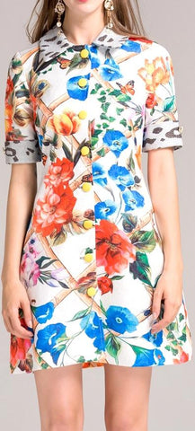Floral Print Button-Down Mini Dress