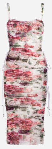Peony Print Dress in Tulle