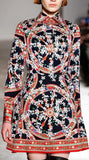 Floral and Wheel Printed Dress