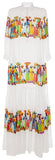 'Basilisco' Printed Maxi Dress in White - DESIGNER INSPIRED FASHIONS