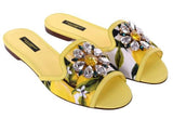 'Bianca' Lemon Printed Embellished Sandals | DESIGNER INSPIRED FASHIONS