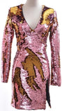 Two-Toned Sequined V-Neck Mini Dress