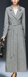 Full-Length Tie-Waist Coat in Grey - DESIGNER INSPIRED FASHIONS