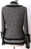 Black & White Fringed Tweed Jacket
