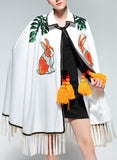 Embroidered Fringed Cape