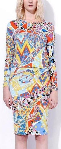 'Mosaico' Print Jersey Silk Dress - DESIGNER INSPIRED FASHIONS