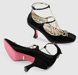 T-strap Leather Pump with Pearls - White or Black