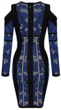 'Kara' Camo Jacquard Zigzag Detail Dress