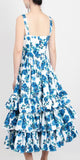 Blue-Floral-Printed Tiered Sundress