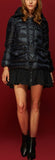 Short Down Coat with Skirt-Hem, Black