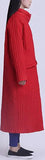 Long Paneled Puffer Coat, Red or Black