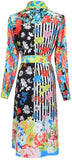 Multi Colored Floral Striped Printed Shirt-Dress