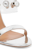Galaxy embellished PVC and metallic leather mules