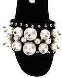 Pearl Embellished Sliders - Red or Black