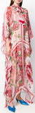 Peony and Rose Print Chiffon Kaftan