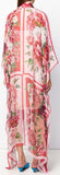 Peony and Rose Print Chiffon Kaftan
