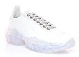 White Calf Leather with Patent Low Top Trainers