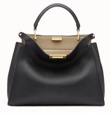Peekaboo Essential Black and Beige Leather Handbag