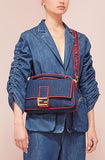 Baguette Large Blue Denim Bag - Fluorescent Yellow, Neon Orange, Red