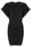 Black Deep V-Neck Bodycon Stretchy Mini Dress - DESIGNER INSPIRED FASHIONS