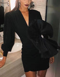 Black Bow-Embellished Mini Dress