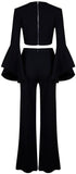 Black Bell-Sleeve Top & Slit Pant Set - DESIGNER INSPIRED FASHIONS